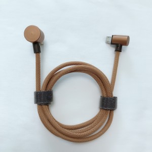 Fast Charging dual right angle Round braided  Micro to USB 2.0 Data Cable