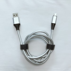 PU leather Fast Charging Round USB cable for micro USB, Type C, iPhone lightning charging and sync