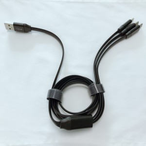 3 IN 1 TPE cable Charging Flat Aluminum Housing USB 2.0 Micro to lightning Type C micro USB Data Cable