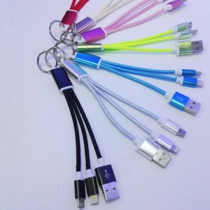 with Ring 2 IN 1 Braided cable Charging Round Aluminum Housing USB 2.0 Micro to lightning micro USB Data Cable