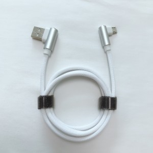 Dual right angle Braided Fast Charging Round Aluminum Housing USB data cable for micro USB, Type C, iPhone lightning charge and sync